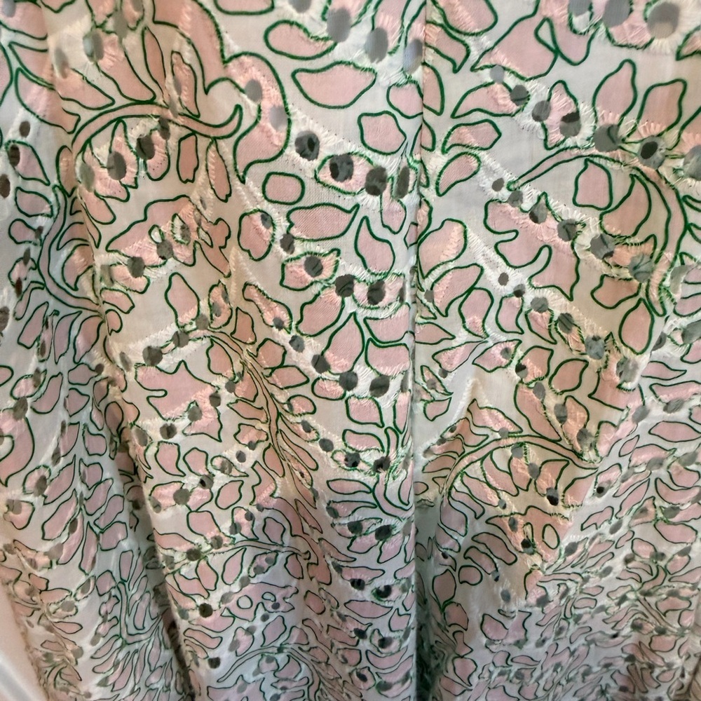 NWT Misa Los Angeles Lace Midi Dress in white/pink & green - Picture 7 of 10